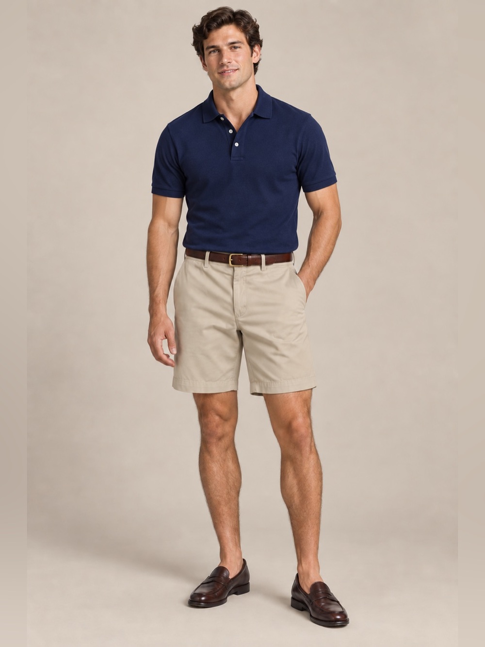 Polo Ralph Lauren Men’s 34 Beige Khaki Chino Shorts Classic Fit 9” Cotton